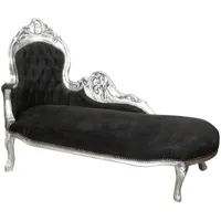 biscottini - fauteuil louis xvi de style français en hêtre massif - noir et argent
