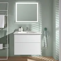 meuble vasque villeroy et boch finero blanc 100 cm + miroir - glossy white
