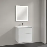 meuble vasque villeroy et boch finero blanc 60 cm + miroir - glossy white