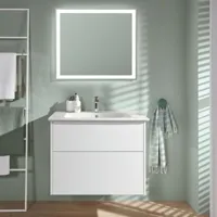 meuble vasque villeroy et boch finero blanc 80 cm + miroir - glossy white