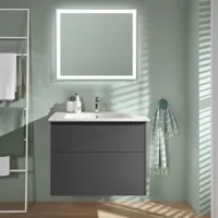 meuble vasque villeroy et boch finero gris 80 cm + miroir - glossy grey