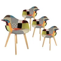 lot de 4 fauteuils patchwork multicolore home deco factory