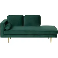 chaise longue méridienne côté gauche en velours vert pour salon glamour beliani doré