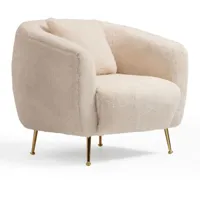 cotecosy - fauteuil avec 1 coussin leticia tissu bouclette beige - beige