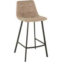 chaise de bar en métal noir et textile beige 47x43x95 cm - beige