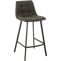 chaise de bar en métal noir et textile gris 47x43x95 cm - gris/greige