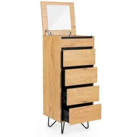 eloise - commode en bois 4 tiroirs avec coiffeuse intégrée - bois