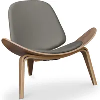 fauteuil design - fauteuil scandinave - revêtement en similicuir - lucy marron - chêne massif, cuir végétalien, bois - marron