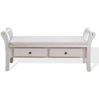 rebecca mobili banc de jardin coffre 2 tiroir bois blanc provençal 47,5x108,5x40