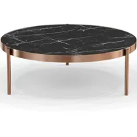 privatefloor - table basse en marbre noir - diamètre de 90 cm - fika noir - acier inoxydable, marbre - noir