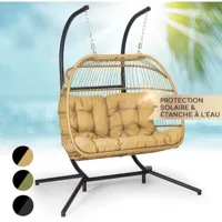 blumfeldt - fauteuil suspendu sur pied pour l'extérieur et l'intérieur, fauteuil oeuf suspendu avec balançoire de jardin, coussins en polyester doux,