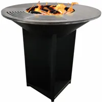 purline - barbecue brasero avec plaque d'acier de 100 cm - noir