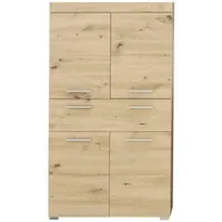 amanda - meuble de salle de bain mélaminé - meuble commode. chêne. l/h/p : 73 / 132 / 31 cm - chêne
