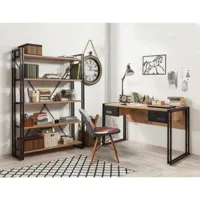 cotecosy - ensemble bureau et étagère bibliothèque style industriel officimat bois clair - bois / noir