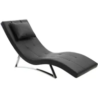 miliboo - chaise longue design noir et acier chromé monaco - noir