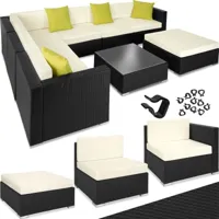 tectake - canapé de jardin marbella modulable 7 places, variante 2 - table de jardin, mobilier de jardin, fauteuil de jardin - noir