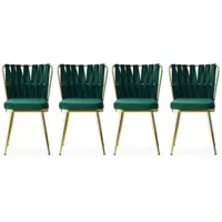 cotecosy - lot de 4 chaises scribe métal or et velours vert - vert