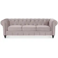 intensedeco - canape chesterfield velours 3 places altesse taupe - taupe