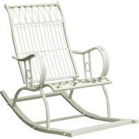 fauteuil à bascule en fer forgé finition blanche patinée l127xpr64xh90 cm - blanc antique