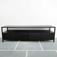 meuble tv en métal noir 4 tiroirs 1 niche nossa - noir