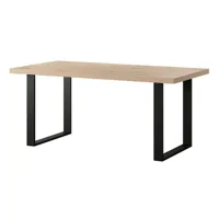 table à manger 180 cm pieds métal eden - naturel - naturel et noir