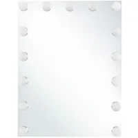 beliani - miroir mural style hollywoodien sans cadre avec éclairage led sur le pourtour pour salle de bain ou à poser sur une coiffeuse argenté