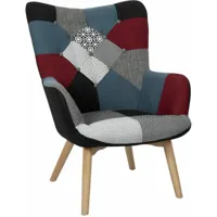 federica - fauteuil patchwork motifs colorés - multicolore