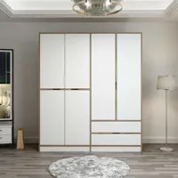 armoire design 6 portes et 2 tiroirs srau l180xh210 bois foncé et blanc - bois / blanc