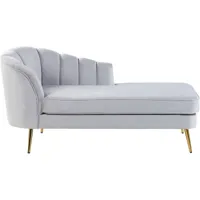 chaise longue méridienne côté gauche en velours gris avec pieds métalliques dorés design 100 % glamour et rétro confortable et élégante beliani doré