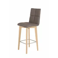 meubletmoi - chaise de bar scandinave en tissu marron et piètement en chêne - leo