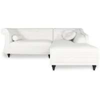 intensedeco - canapé d'angle droit empire blanc style chesterfield - blanc