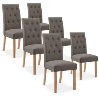 intensedeco - lot de 6 chaises capitonnées gaya tissu taupe - taupe