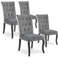 intensedeco - lot de 4 chaises capitonnées chaza velours gris - gris