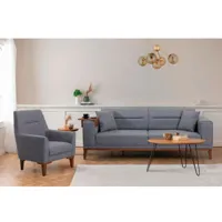 cotecosy - ensemble canapé 3 places convertible, fauteuil et table d'appoint agios tissu gris foncé - gris foncé