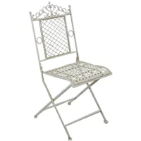 chaise pliante en fer forgé chaise de jardin et de terrasse chaise de salle à manger style rustique vintage intérieur extérieu - blanc antique