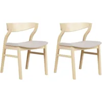 lot de 2 chaises de cuisine rétro assise rembourrée teinte bois clair et beige maroa - bois clair