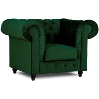 mobilier deco - warren - fauteuil chesterfield en velours vert