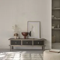 bois dessus bois dessous - meuble tv en bois recyclé massif 145 cm - gris