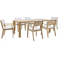 jada salon de jardin avec table et chaises en bois / beige pour 6 personnes salon / meubles de jardin en aluminium / polyester table à manger