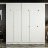 armoire haute 5 portes battantes et 2 portes basculants kuta l225xh235cm bois blanc - blanc