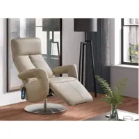 fauteuil de relaxation électrique avec têtière manuelle en cuir beige balbo