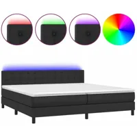 décoshop26 - cadre de lit led avec sommier tête de lit matelas 200x200cm synthétique noir