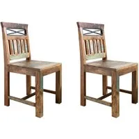 chaise 45x45 bois de récupération laqué multicolore set 2 nature of spirit #39