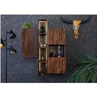 armoire murale en bois d'acacia et bois de récupération laqué marron city #06