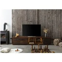 bark #216 meuble tv en bois d'acacia - laqué / marron foncé 235x40x47