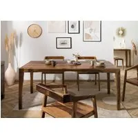 ancona #214 table de salle à manger en bois de sheesham - laqué / brun foncé 140x85x77