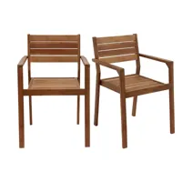 fauteuils de jardin empilables en bois massif (lot de 2) canopee