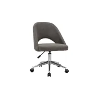 chaise de bureau à roulettes en tissu effet velours texturé gris et acier chromé cosette
