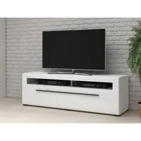 meuble tv-hifi tulio 1 tiroir 160 cm blanc/blanc laqué sans led