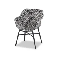 chaise de jardin delys en osier noir et blanc
